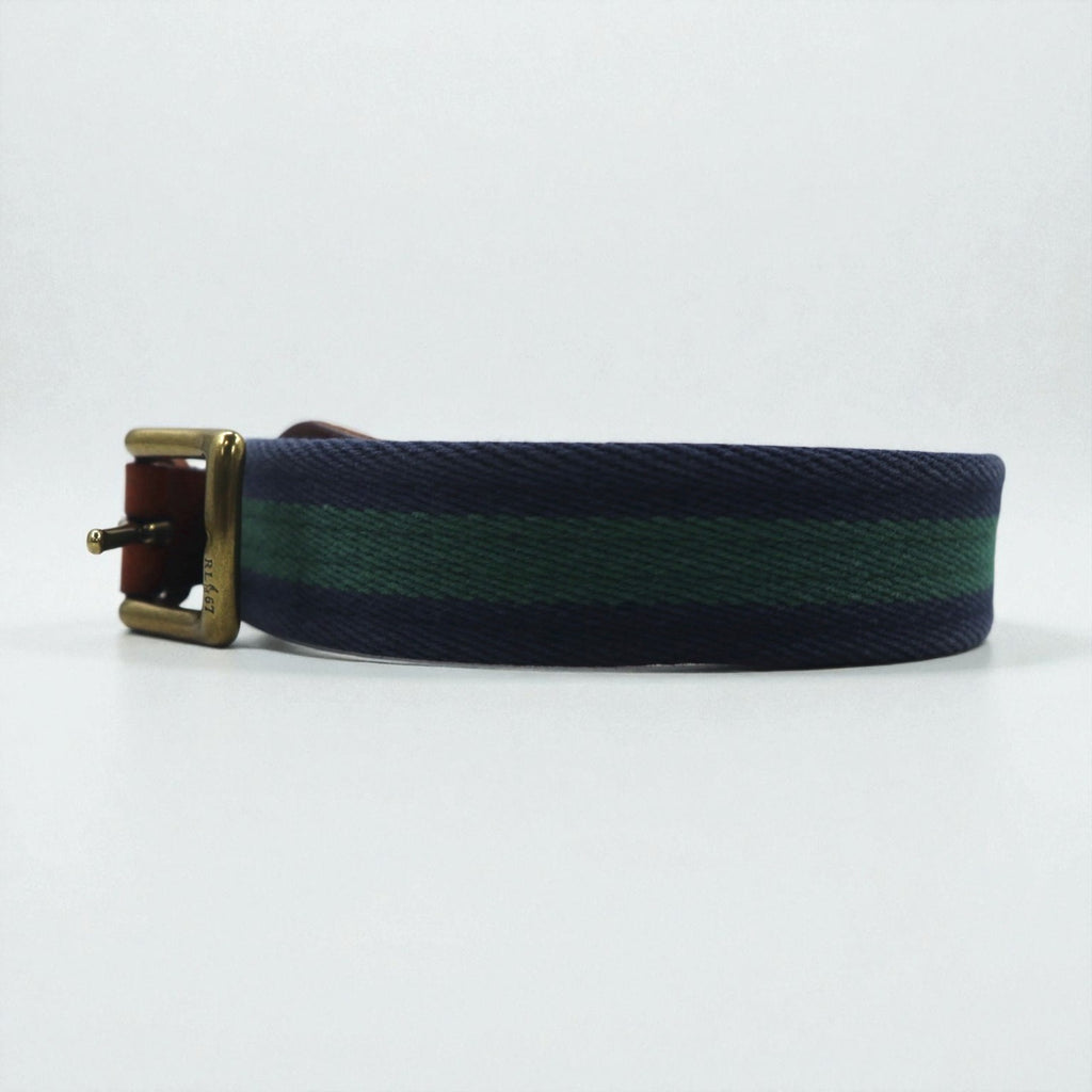 Polo Ralph Lauren ウェブベルト ネイビー コットン キャンバス レザー 真鍮 ゴールド バックル