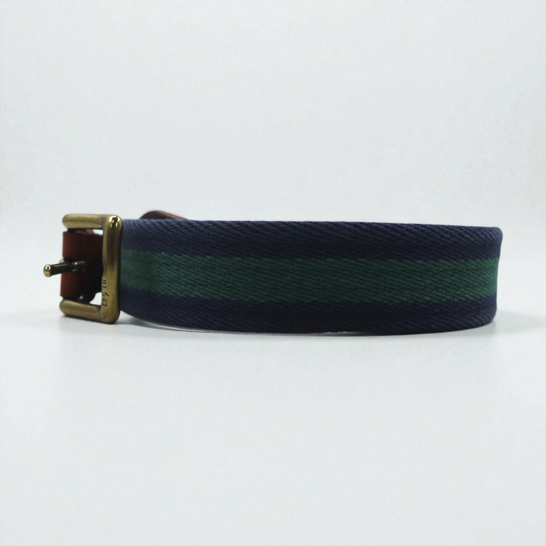 Polo Ralph Lauren ウェブベルト ネイビー コットン キャンバス レザー 真鍮 ゴールド バックル