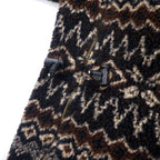 90s MARSH LANDING Boa Fleece Jacket M Brown All-over Nordic Pattern Acrylic Drawstring
