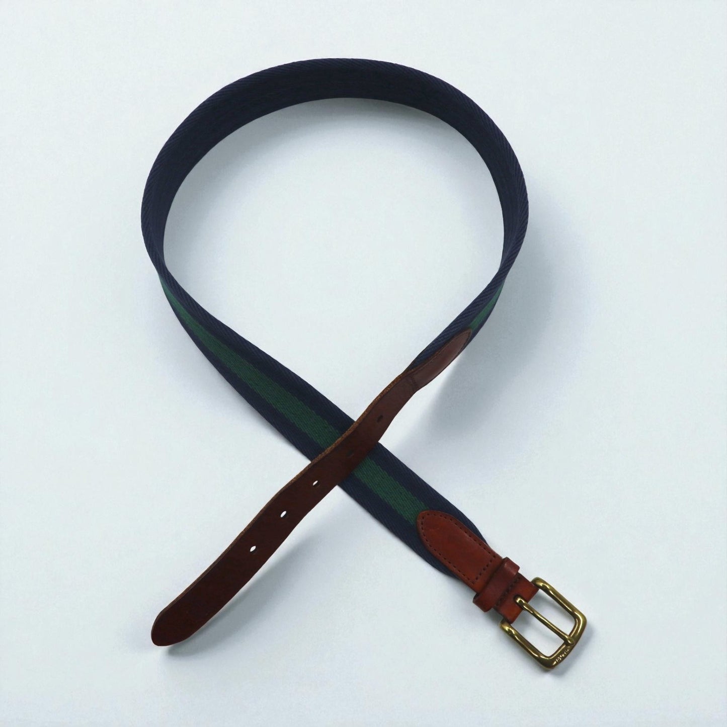 Polo Ralph Lauren ウェブベルト ネイビー コットン キャンバス レザー 真鍮 ゴールド バックル