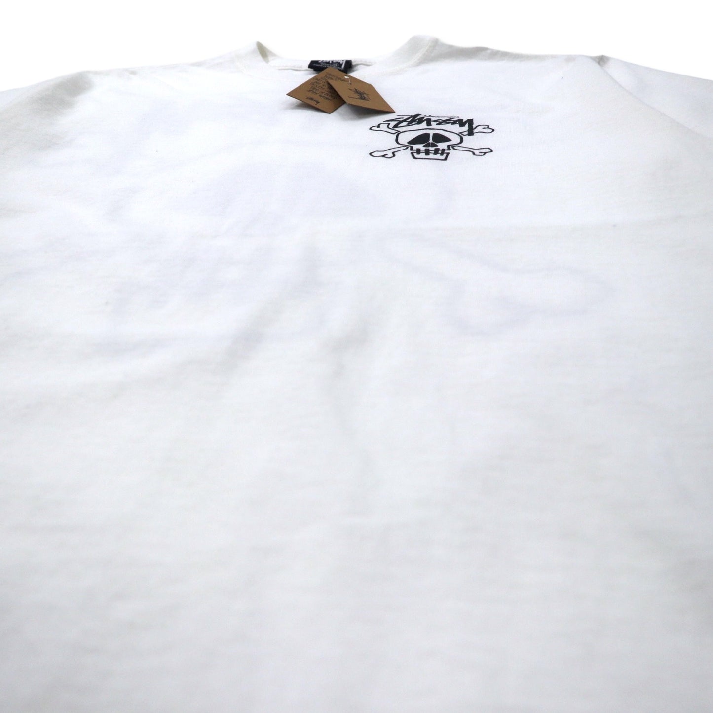 STUSSY スカル & ボーンズ ピグメント ダイ Tシャツ M ホワイト コットン SKULL & BONES PIG. DYED TEE ホンジュラス製 未使用品