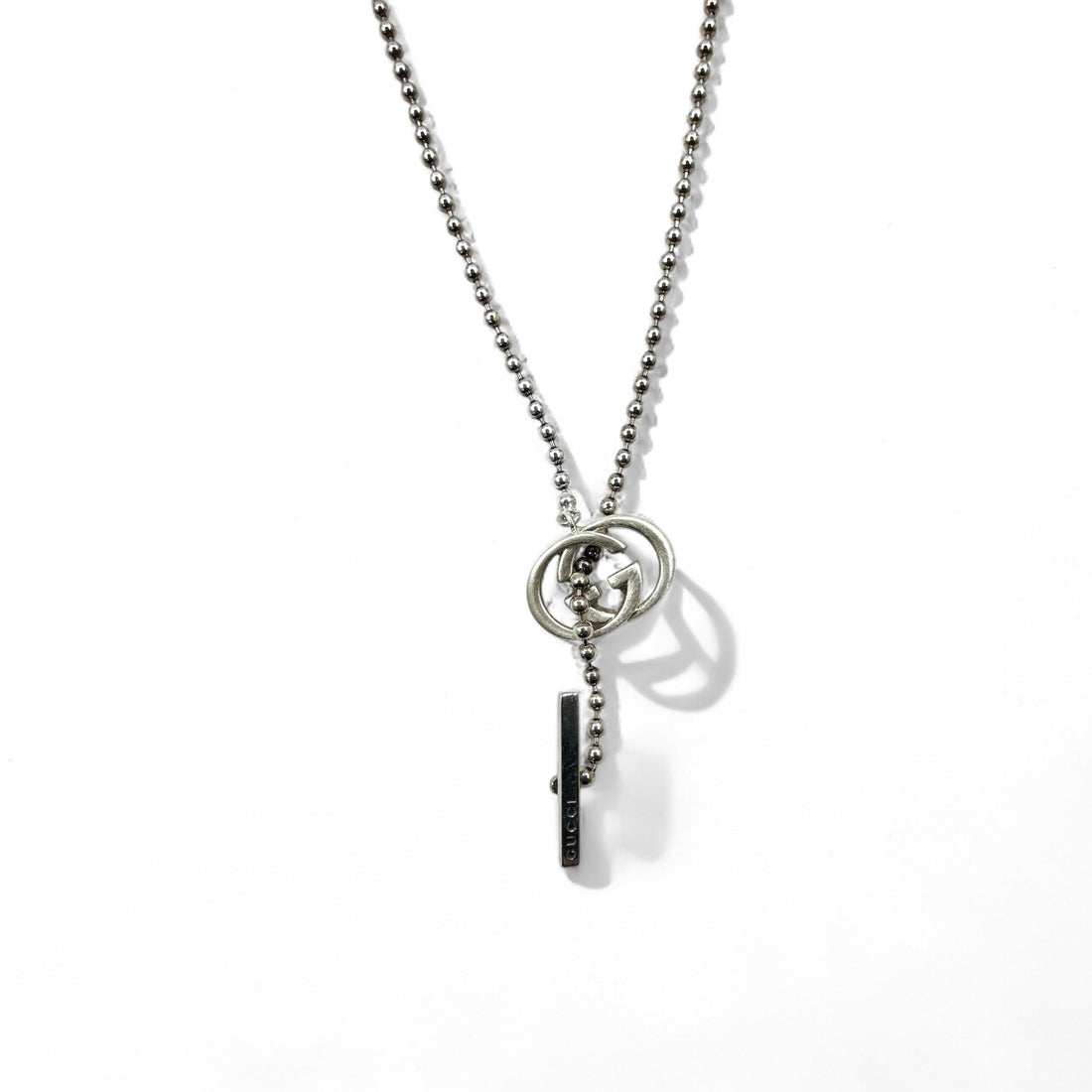 GUCCI ボールチェーン シルバー ネックレス ペンダント Ag925 インターロッキングG イタリア製