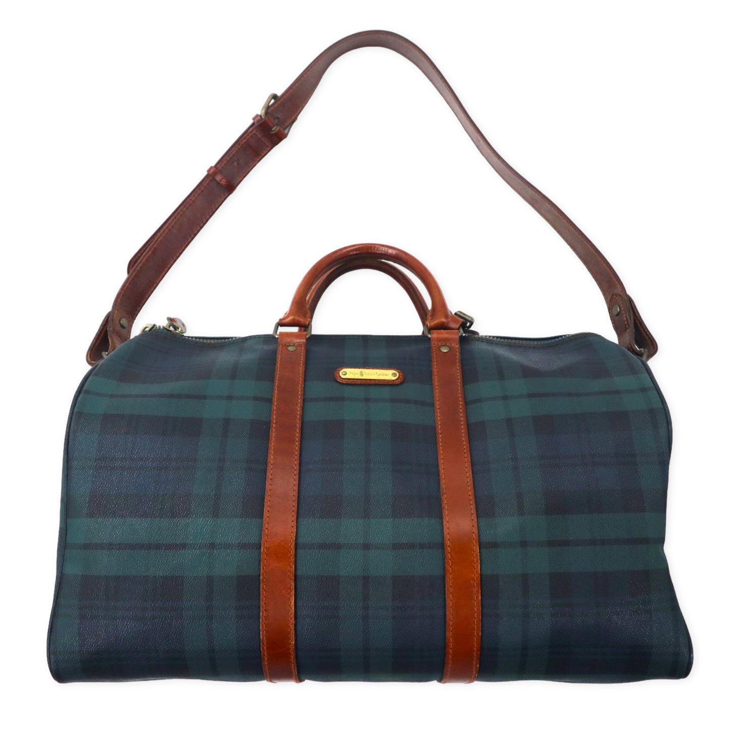 POLO RALPH LAUREN 2WAY Boston Bag Green CHECKED PVC Leather – 日本 