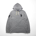 Polo Ralph Lauren Henley Hoodie, Large, Gray Embroidery Big Pony, Pique Half-Button Pullover