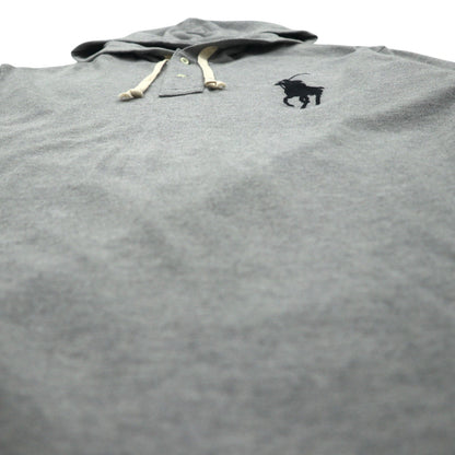 Polo Ralph Lauren ヘンリーネック パーカー L グレー 刺繍 ビッグポニー 鹿の子 ハーフボタン プルオーバー