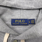 Polo Ralph Lauren Henley Hoodie, Large, Gray Embroidery Big Pony, Pique Half-Button Pullover