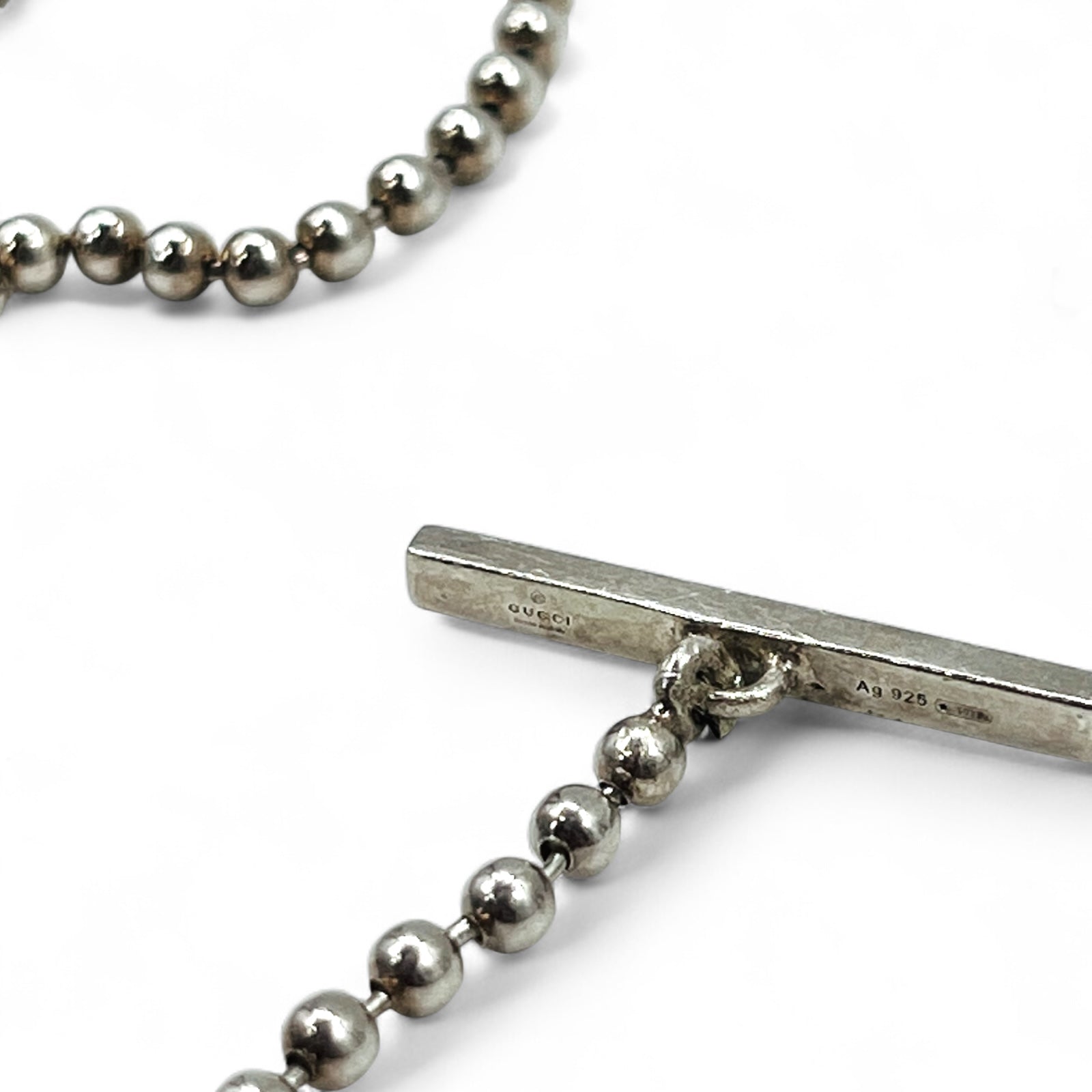 GUCCI ボールチェーン シルバー ネックレス ペンダント Ag925 インターロッキングG イタリア製