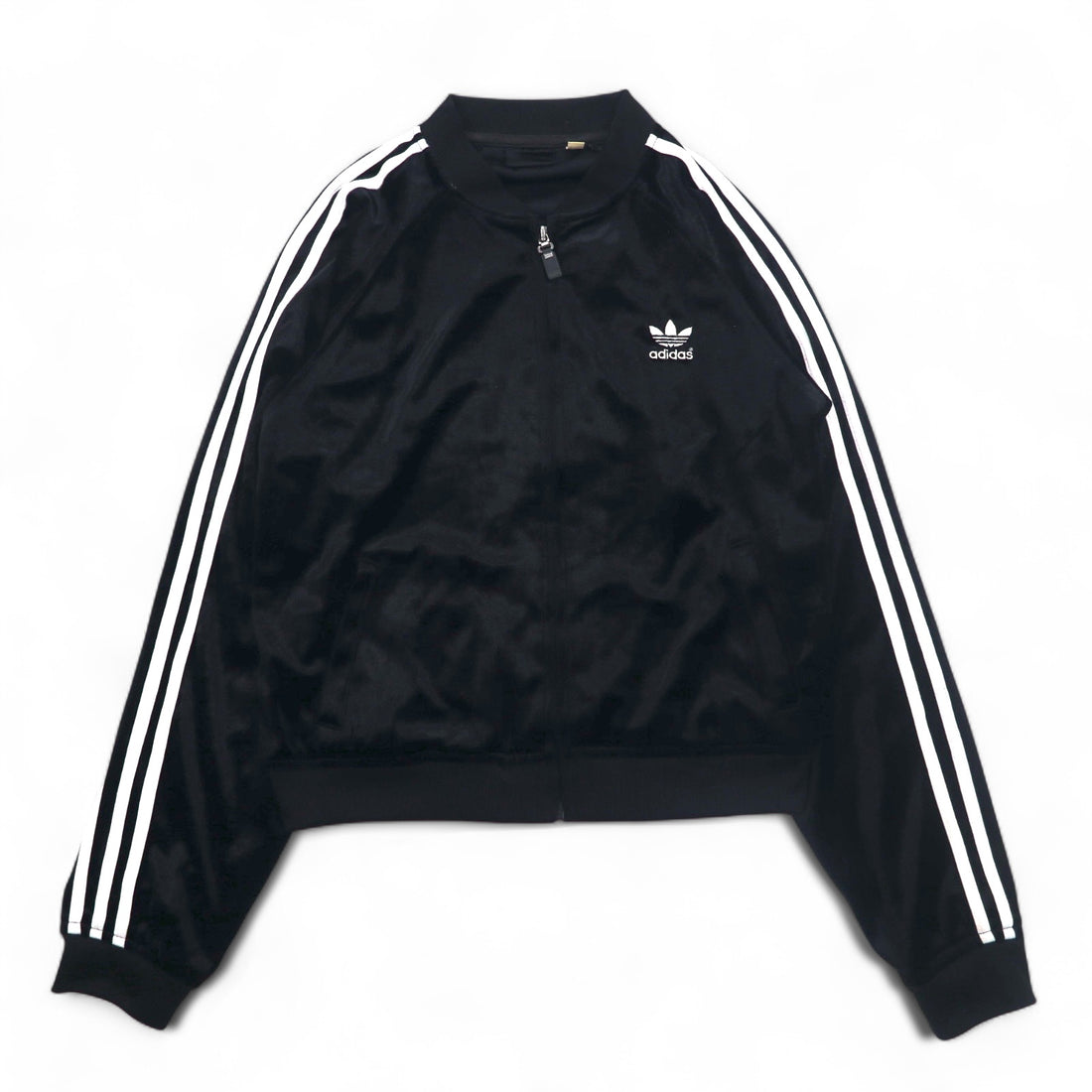 adidas 90s ATP style velour track jacket jersey L black trefoil logo 3 stripes