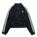 adidas 90s ATP style velour track jacket jersey L black trefoil logo 3 stripes