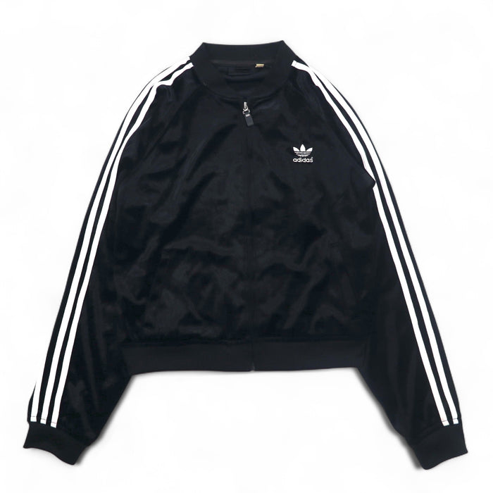 adidas 90s ATP style velour track jacket jersey L black trefoil logo 3 stripes