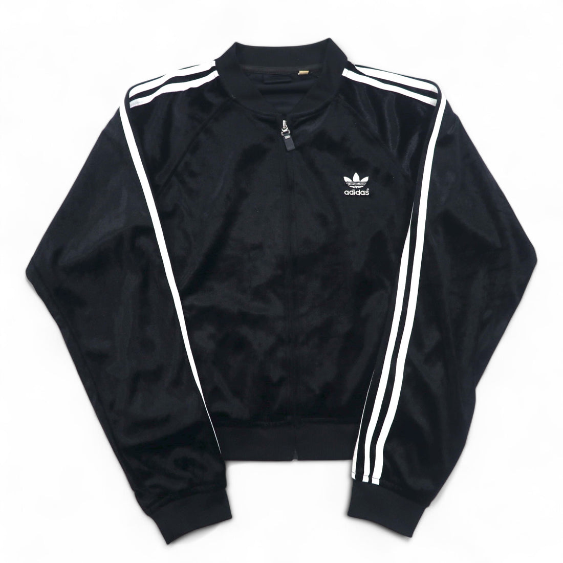 adidas 90s ATP style velour track jacket jersey L black trefoil logo 3 stripes