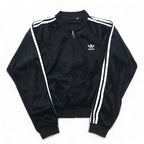 adidas 90s ATP style velour track jacket jersey L black trefoil logo 3 stripes