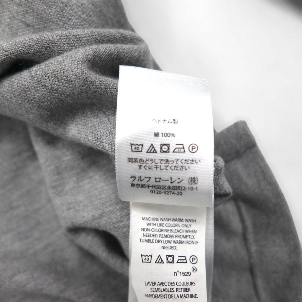 Polo Ralph Lauren Henley Hoodie, Large, Gray Embroidery Big Pony, Pique Half-Button Pullover