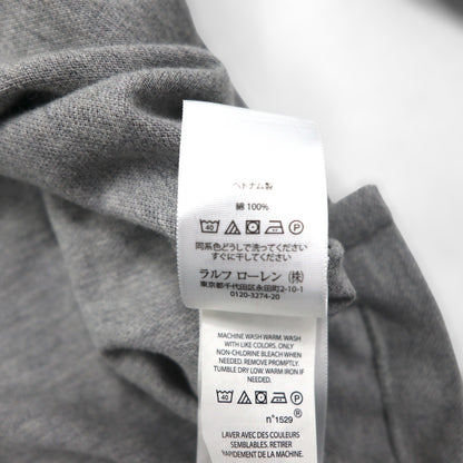 Polo Ralph Lauren ヘンリーネック パーカー L グレー 刺繍 ビッグポニー 鹿の子 ハーフボタン プルオーバー