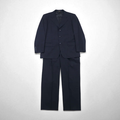 Brooks Brothers 3B Suit, Size M, Navy Wool, Double-Tuck, Wide Fit