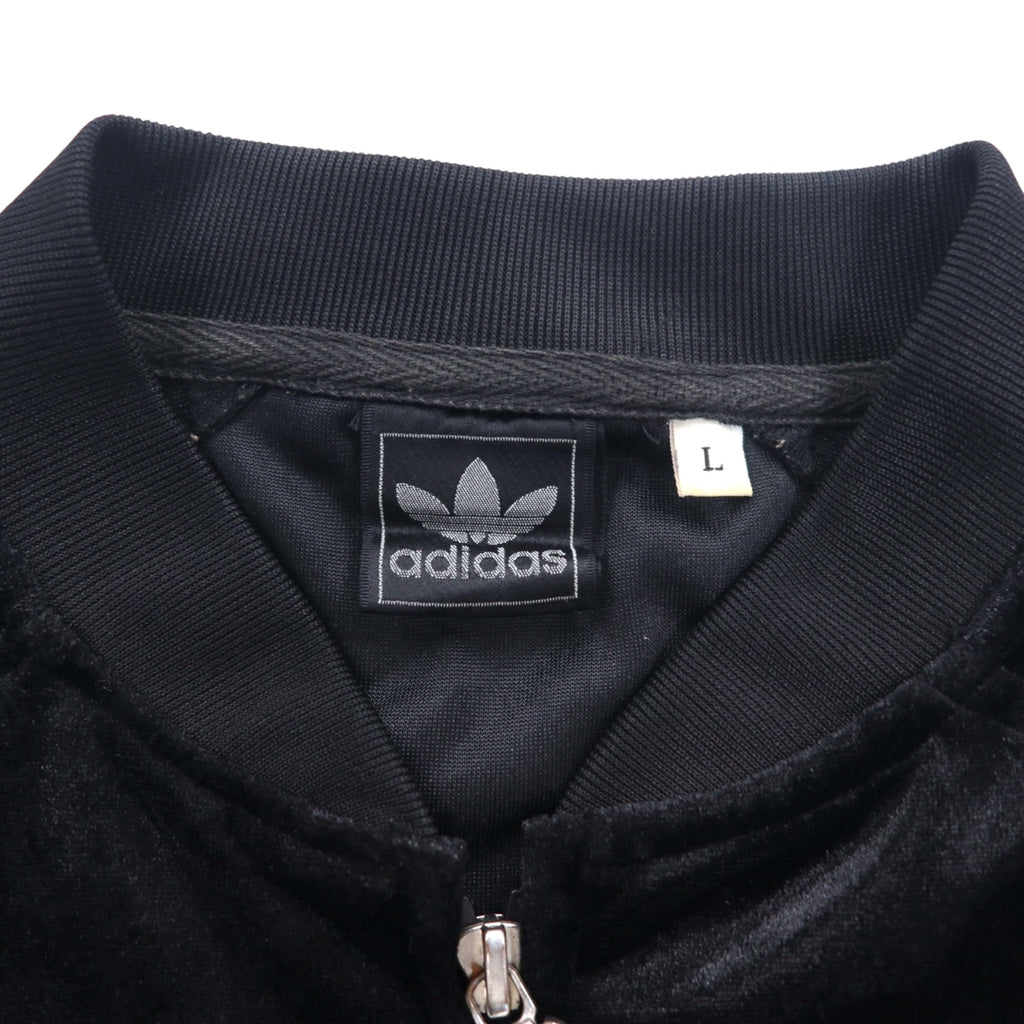 adidas 90s ATP style velour track jacket jersey L black trefoil logo 3 stripes
