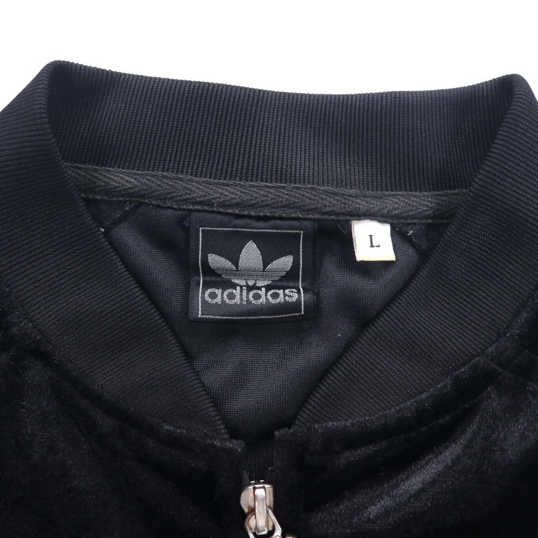 adidas 90s ATP style velour track jacket jersey L black trefoil logo 3 stripes