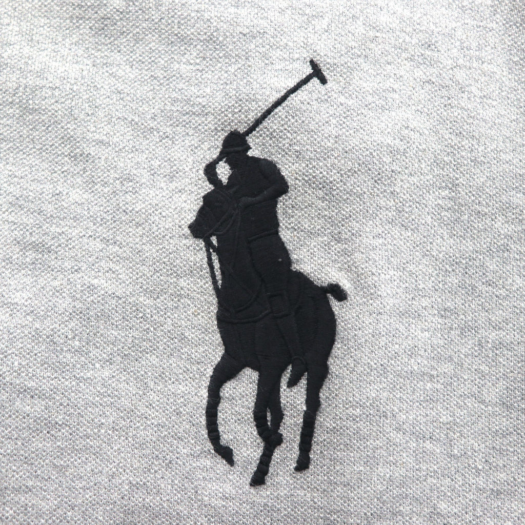Polo Ralph Lauren Henley Hoodie, Large, Gray Embroidery Big Pony, Pique Half-Button Pullover