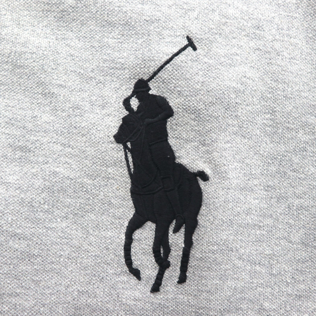 Polo Ralph Lauren Henley Hoodie, Large, Gray Embroidery Big Pony, Pique Half-Button Pullover