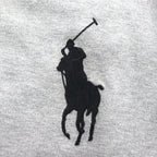 Polo Ralph Lauren Henley Hoodie, Large, Gray Embroidery Big Pony, Pique Half-Button Pullover