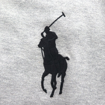 Polo Ralph Lauren ヘンリーネック パーカー L グレー 刺繍 ビッグポニー 鹿の子 ハーフボタン プルオーバー