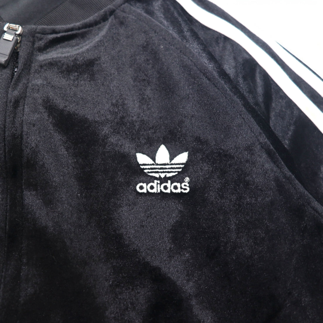 adidas 90s ATP style velour track jacket jersey L black trefoil logo 3 stripes