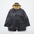 GARA 90s Vintage Lambskin Coat ラムレザー N-3B フライトジャケット M ファー 比翼 ririジップ