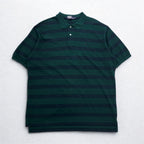 Polo by Ralph Lauren 90s Striped Polo Shirt 2XL Green Cotton Pique Small Pony Embroidery