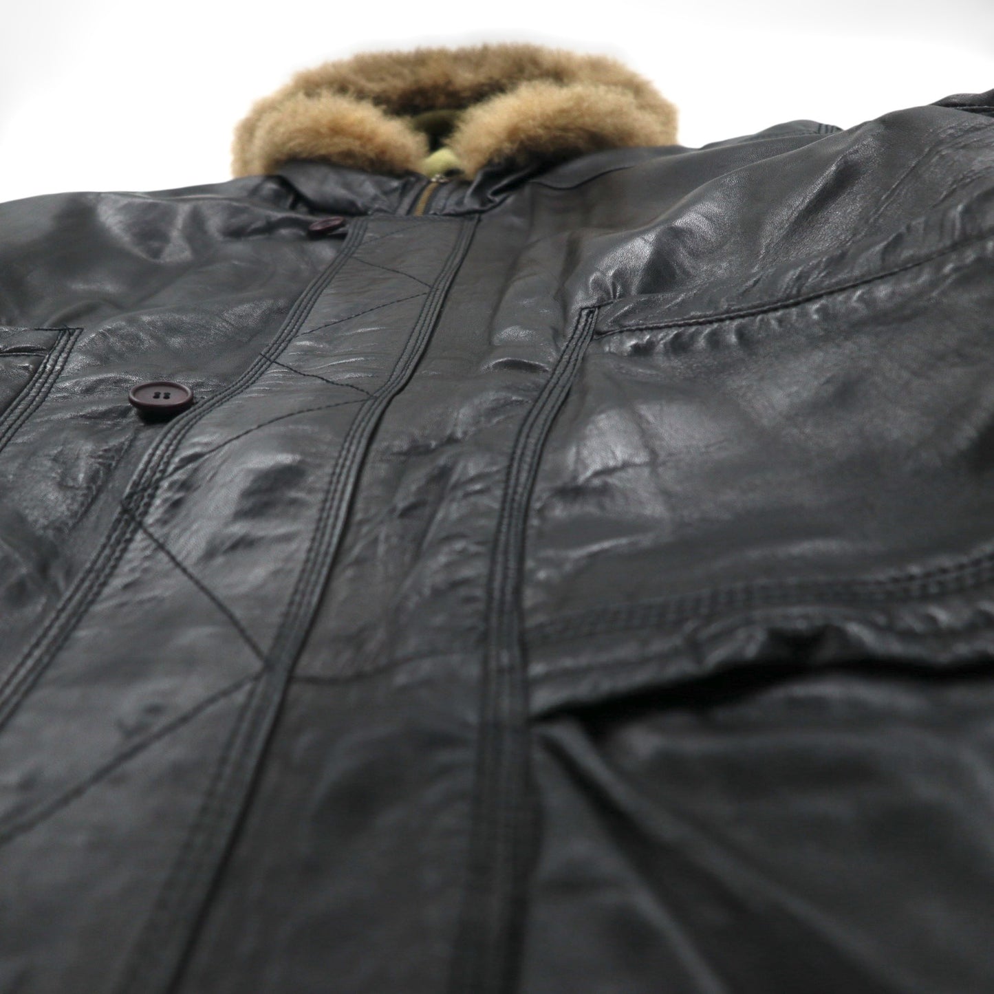 GARA 90s Vintage Lambskin Coat ラムレザー N-3B フライトジャケット M ファー 比翼 ririジップ