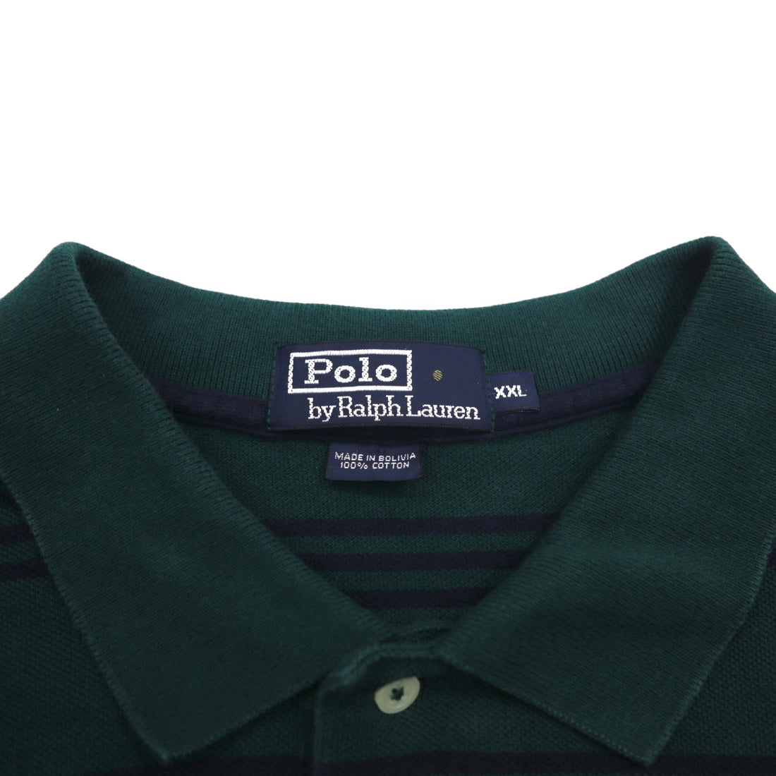 Polo by Ralph Lauren 90s Striped Polo Shirt 2XL Green Cotton Pique Small Pony Embroidery
