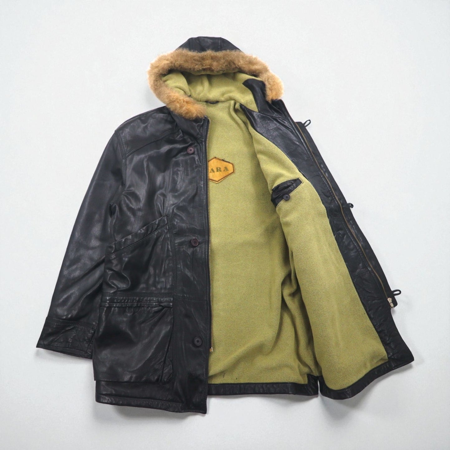 GARA 90s Vintage Lambskin Coat ラムレザー N-3B フライトジャケット M ファー 比翼 ririジップ