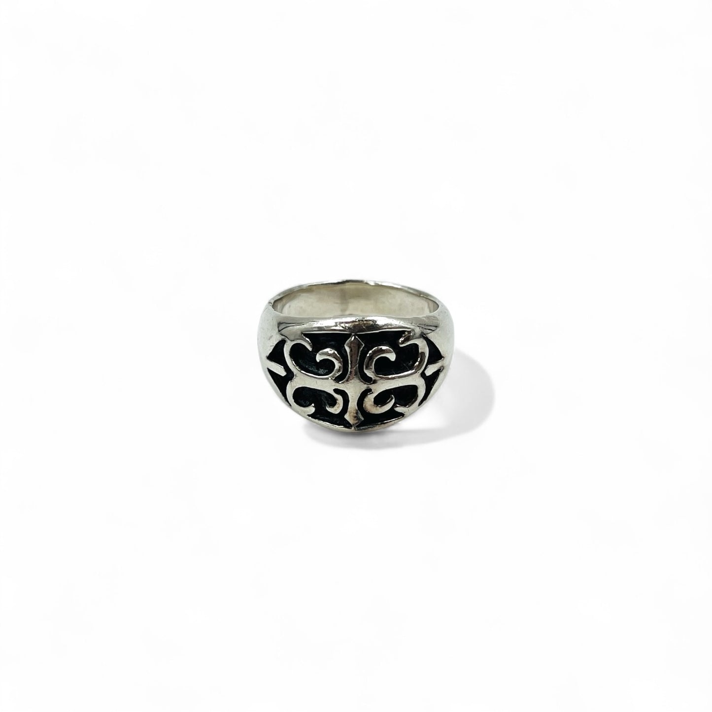Vintage Silver Signet Ring シグネット フレア クロス リング 指輪 17号 シルバー 925 ゴシック