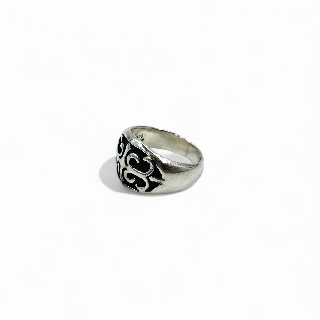 Vintage Silver Signet Ring シグネット フレア クロス リング 指輪 17号 シルバー 925 ゴシック