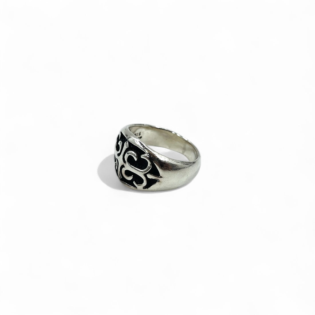 Vintage Silver Signet Ring シグネット フレア クロス リング 指輪 17号 シルバー 925 ゴシック