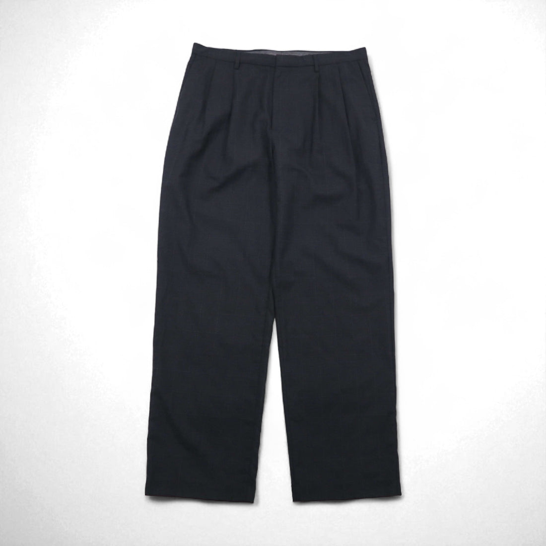 NAUTICA RIGGER クラシックフィット 2タック ワイド スラックスパンツ L グレー チェック ウール