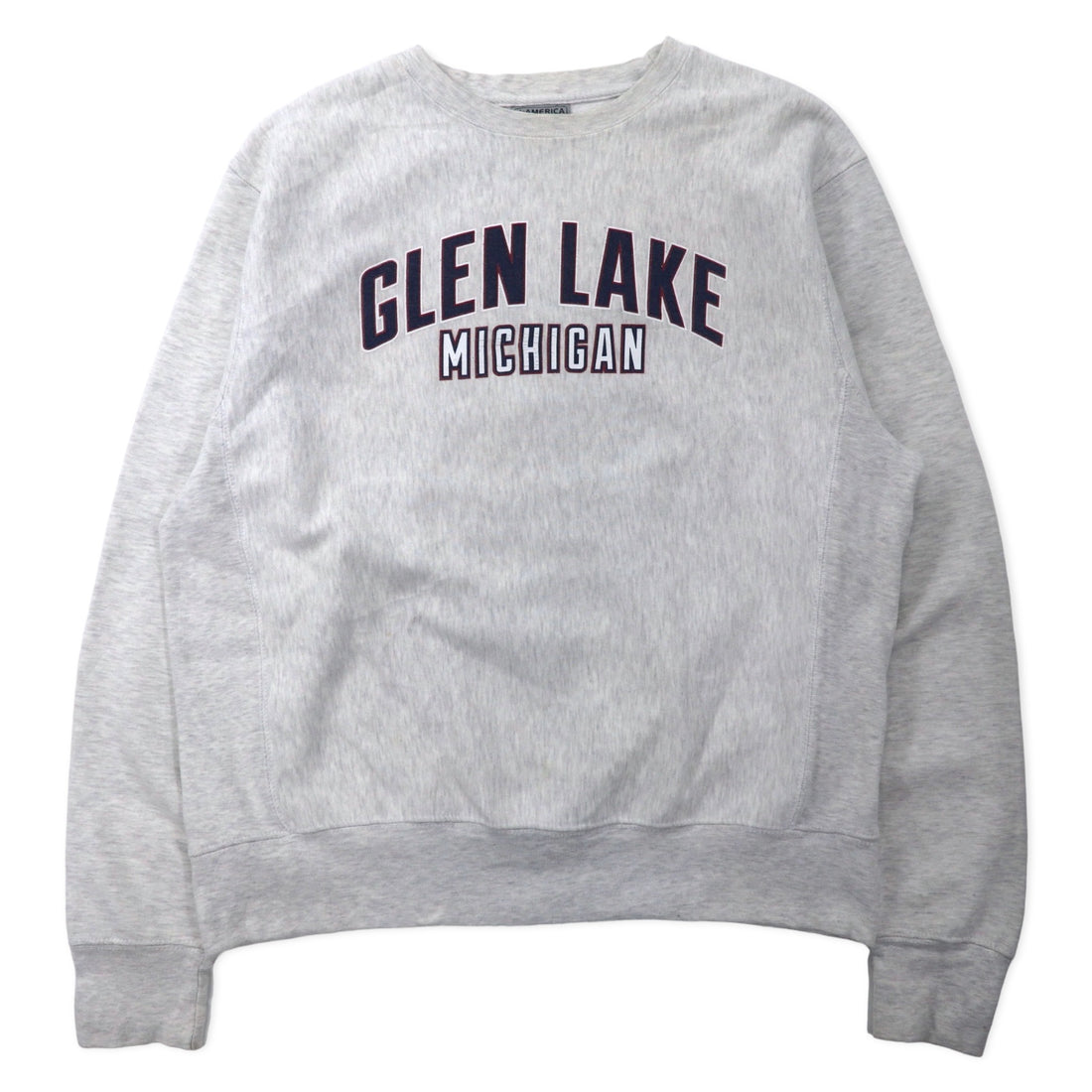 日本然リトテ-古着オンライン-J AMERICA カレッジ プリント スウェット L グレー コットン パキ綿 GLEN LAKE MICHIGAN ビッグサイズ リバースウィーブ-J America College Print Sweatshirt L Gray Cotton Paki Cotton GLEN LAKE MICHIGAN Big Size Reverse Wave