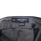 NAUTICA RIGGER クラシックフィット 2タック ワイド スラックスパンツ L グレー チェック ウール