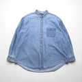 RALPH LAUREN 90s Big Shirt, Denim Button-Down Shirt, Size 2XL, Indigo and Blue with Small Pony Embroidery