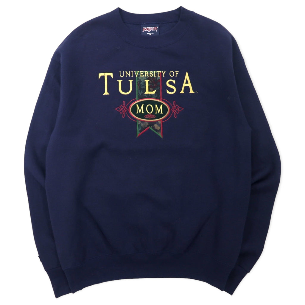 日本然リトテ-古着オンライン-JAN SPORT USA製 90年代 カレッジ刺繍 スウェット M ネイビー コットン 裏起毛 UNIVERSITY OF TULSA-JAN SPORT USA MADE 90s College Embroidery Sweatshirt M Navy Cotton Brushed Lining UNIVERSITY OF TULSA