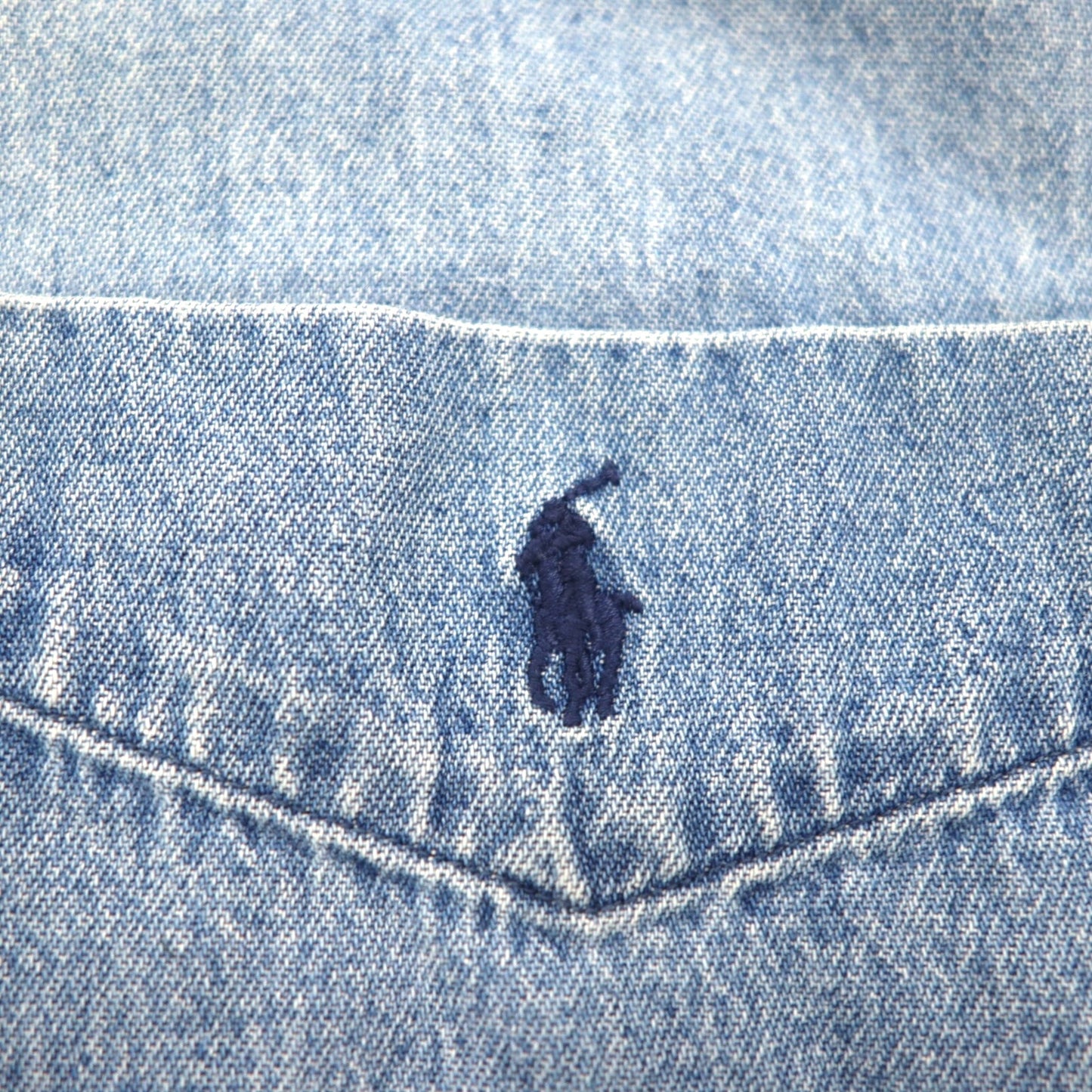 RALPH LAUREN 90年代 BIG SHIRT デニム ボタンダウンシャツ 2XL インディゴ ブルー スモールポニー刺繍 ビッグサイズ