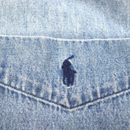RALPH LAUREN 90年代 BIG SHIRT デニム ボタンダウンシャツ 2XL インディゴ ブルー スモールポニー刺繍 ビッグサイズ