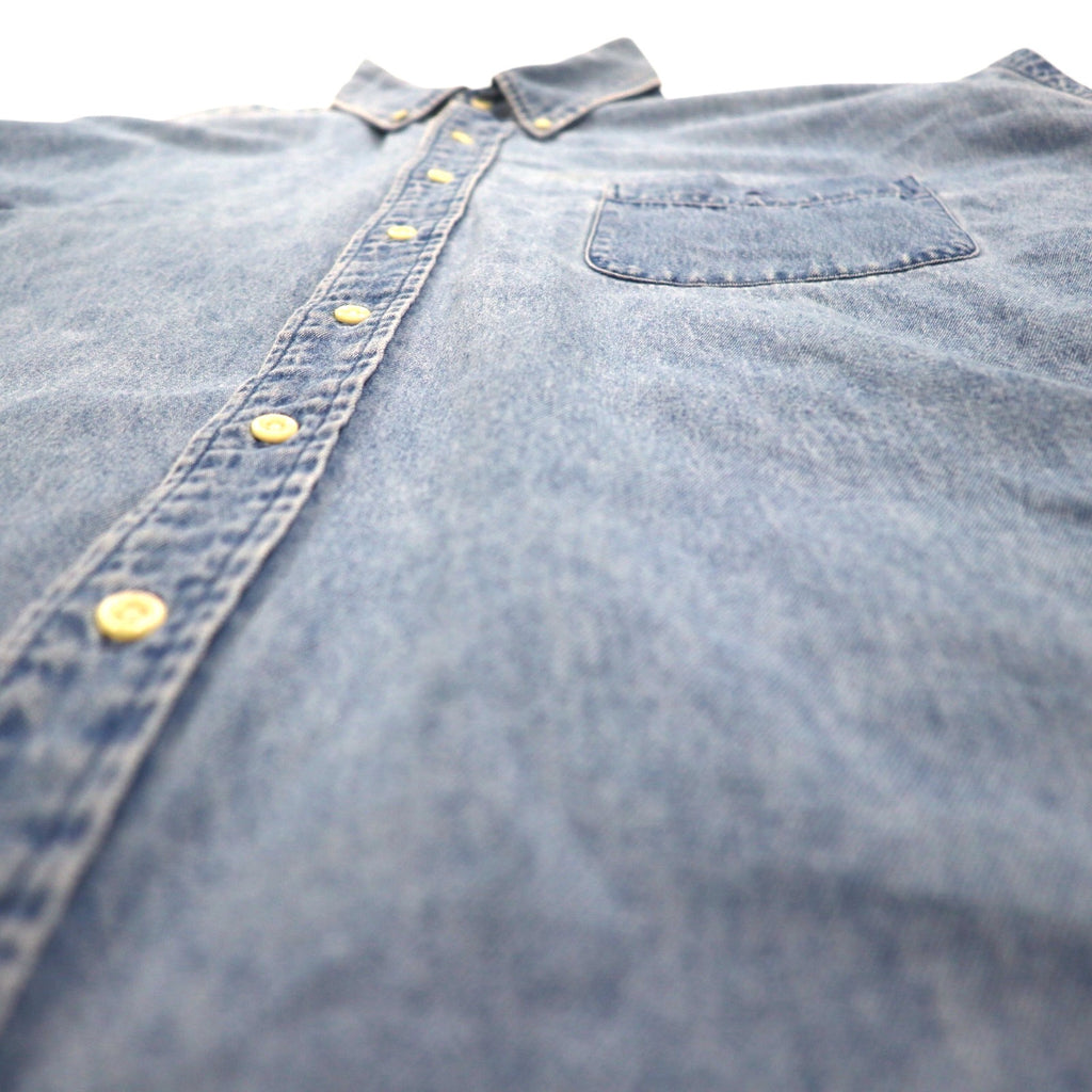 RALPH LAUREN 90s Big Shirt, Denim Button-Down Shirt, Size 2XL, Indigo and Blue with Small Pony Embroidery