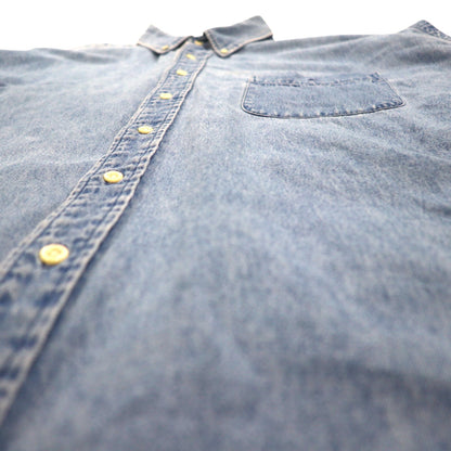 RALPH LAUREN 90年代 BIG SHIRT デニム ボタンダウンシャツ 2XL インディゴ ブルー スモールポニー刺繍 ビッグサイズ