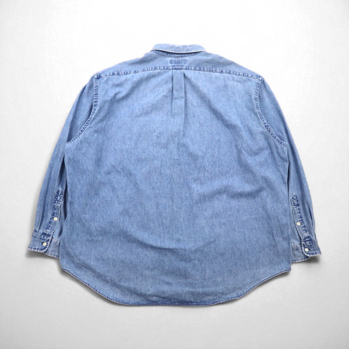 RALPH LAUREN 90年代 BIG SHIRT デニム ボタンダウンシャツ 2XL インディゴ ブルー スモールポニー刺繍 ビッグサイズ