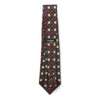 CHANEL Made in Italy Vintage Tie Navy Silk All-Over Pattern Chain