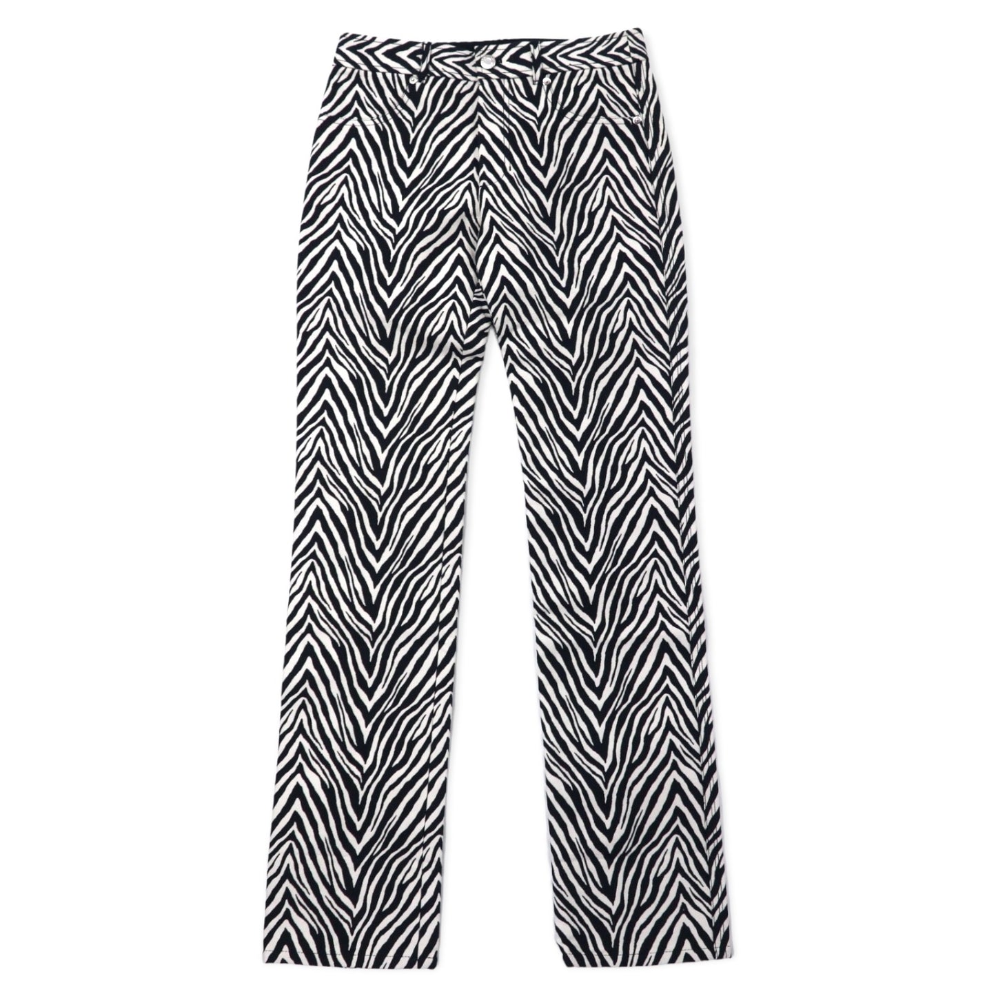 HELMUT LANG ヘリンボーン ゼブラ ジャガード モトリーパンツ 2 ホワイト ブラック コットン シルク混 MONTLEY PANT H09HW210 未使用品