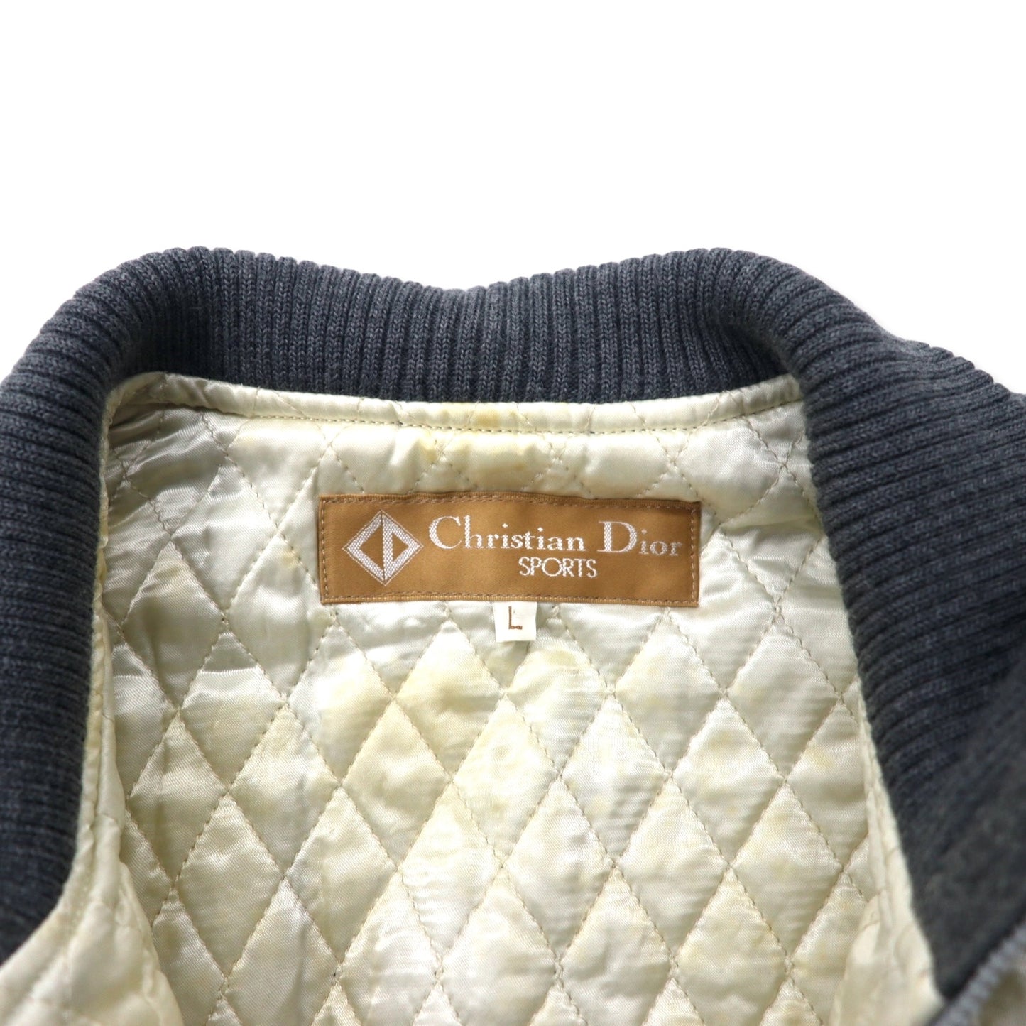 Christian Dior SPORTS オールド レイヤードデザイン メルトン ボンバージャケット L グレー ウール キルティングライナー
