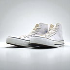 CONVERSE All Star High-Top Sneakers, Size 26cm, White Leather, 18615