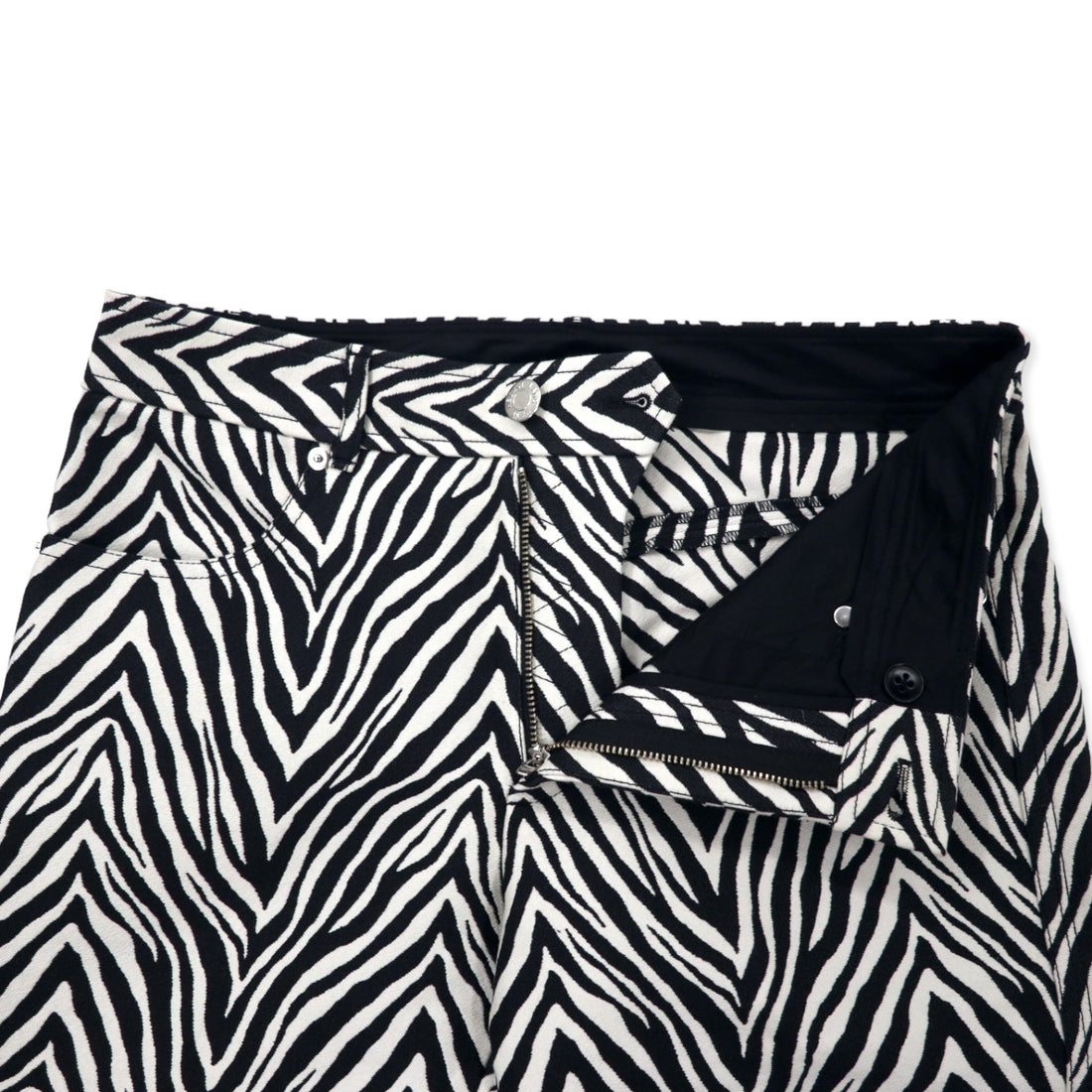 HELMUT LANG Herringbone Zebra Jacquard Motley Pants 2 White Black Cotton Silk Blend MONTLEY PANT H09HW210 Unused