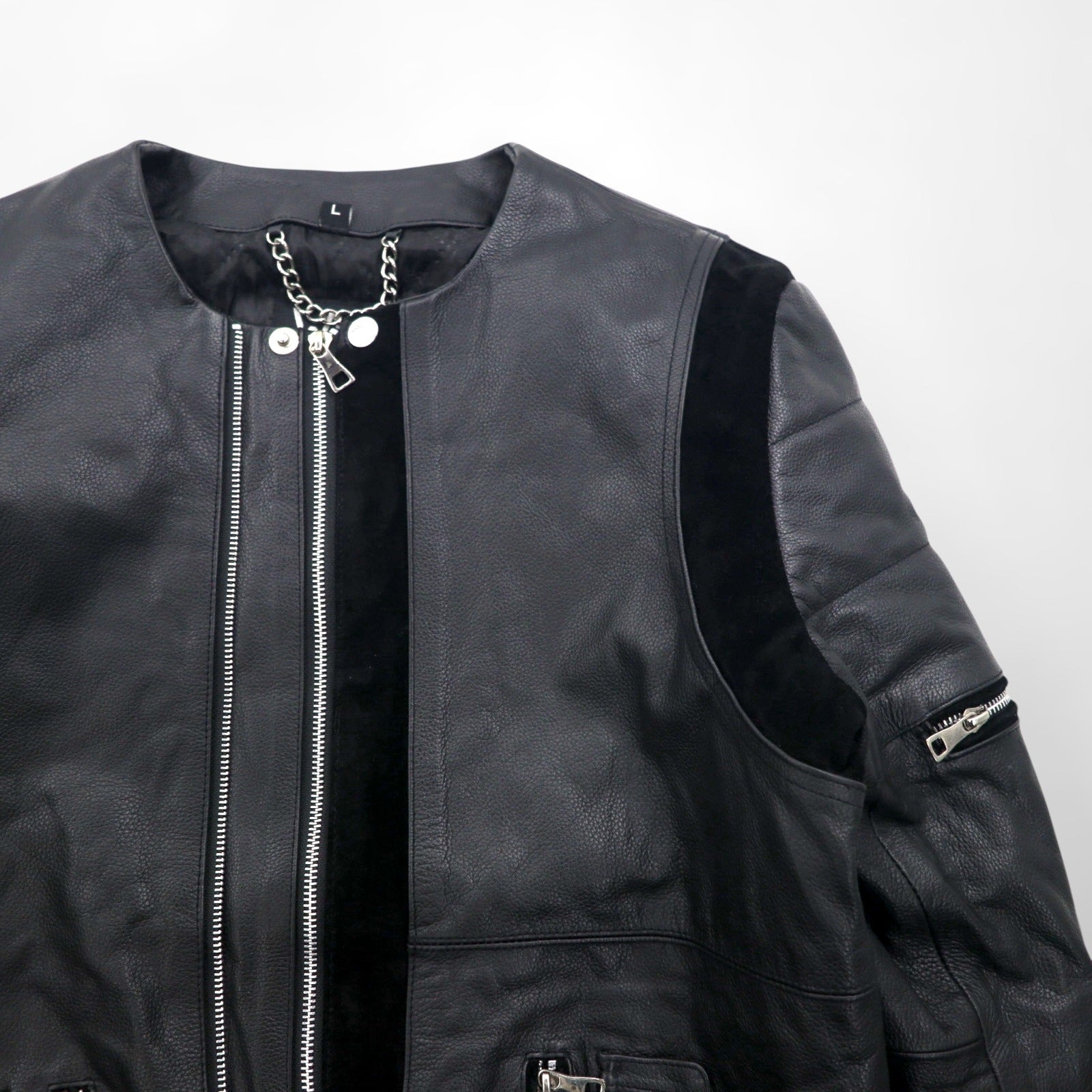 WILLIAM WETSH シングル ライダース バイカー ジャケット L スエード切替 コンビ リブ デザイン